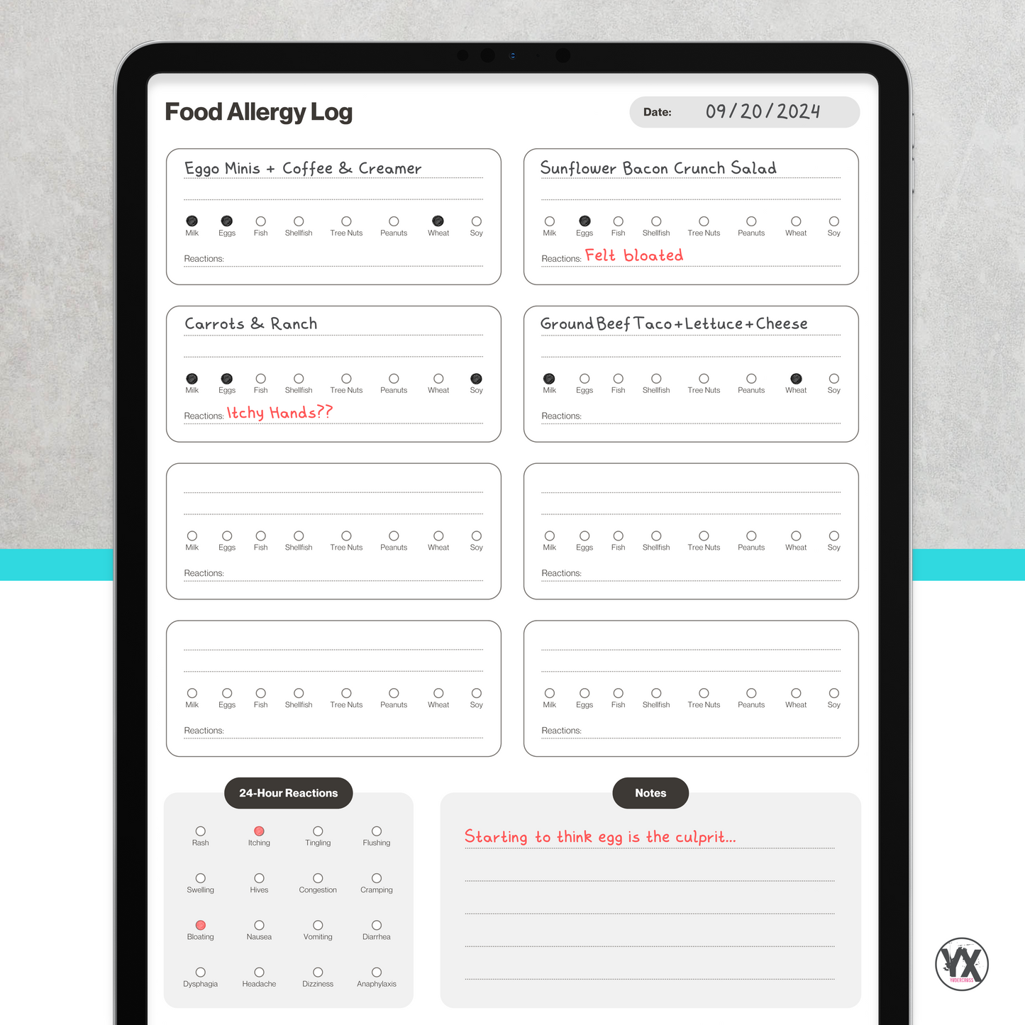 Food Allergy Log