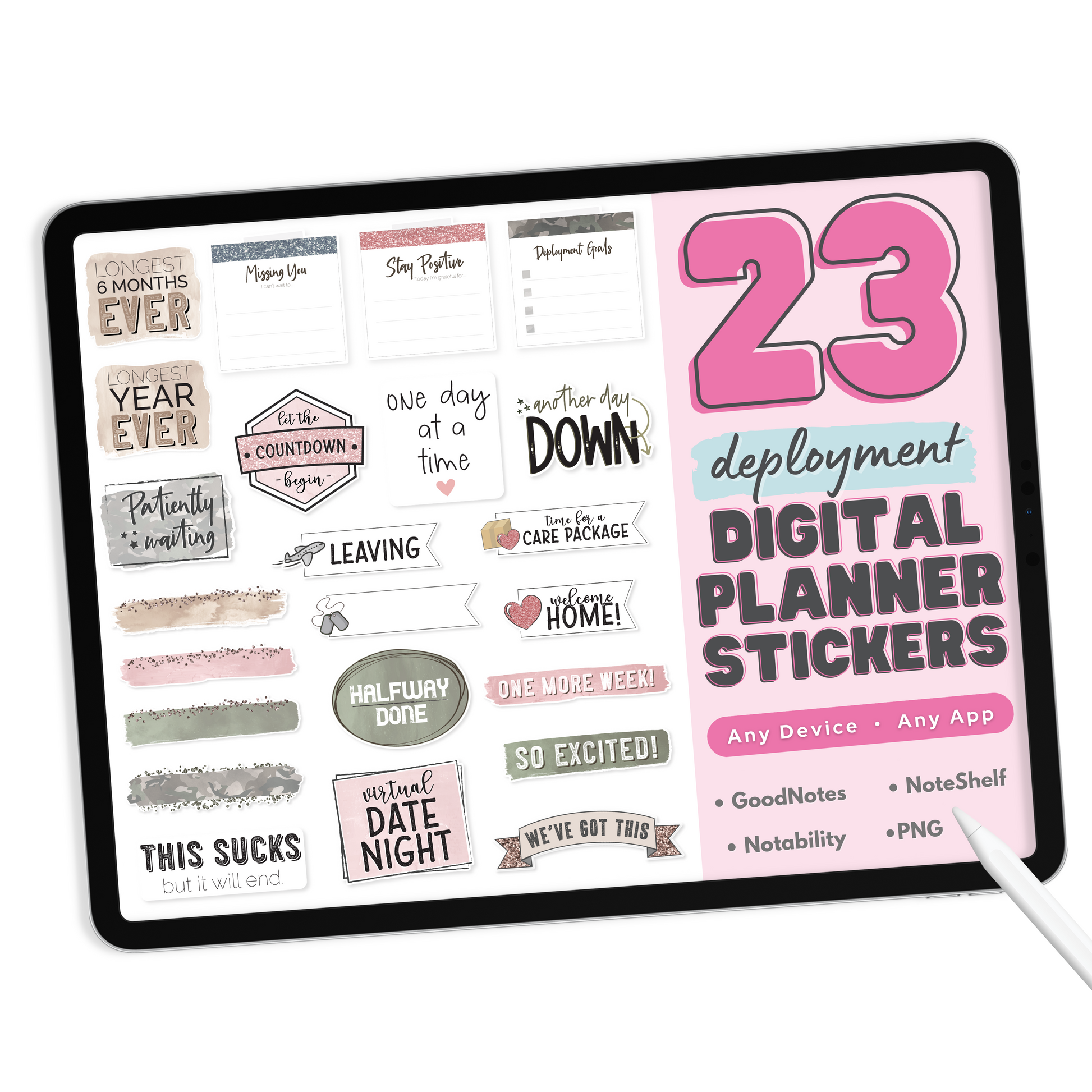 Military Deployment Digital Planner Stickers