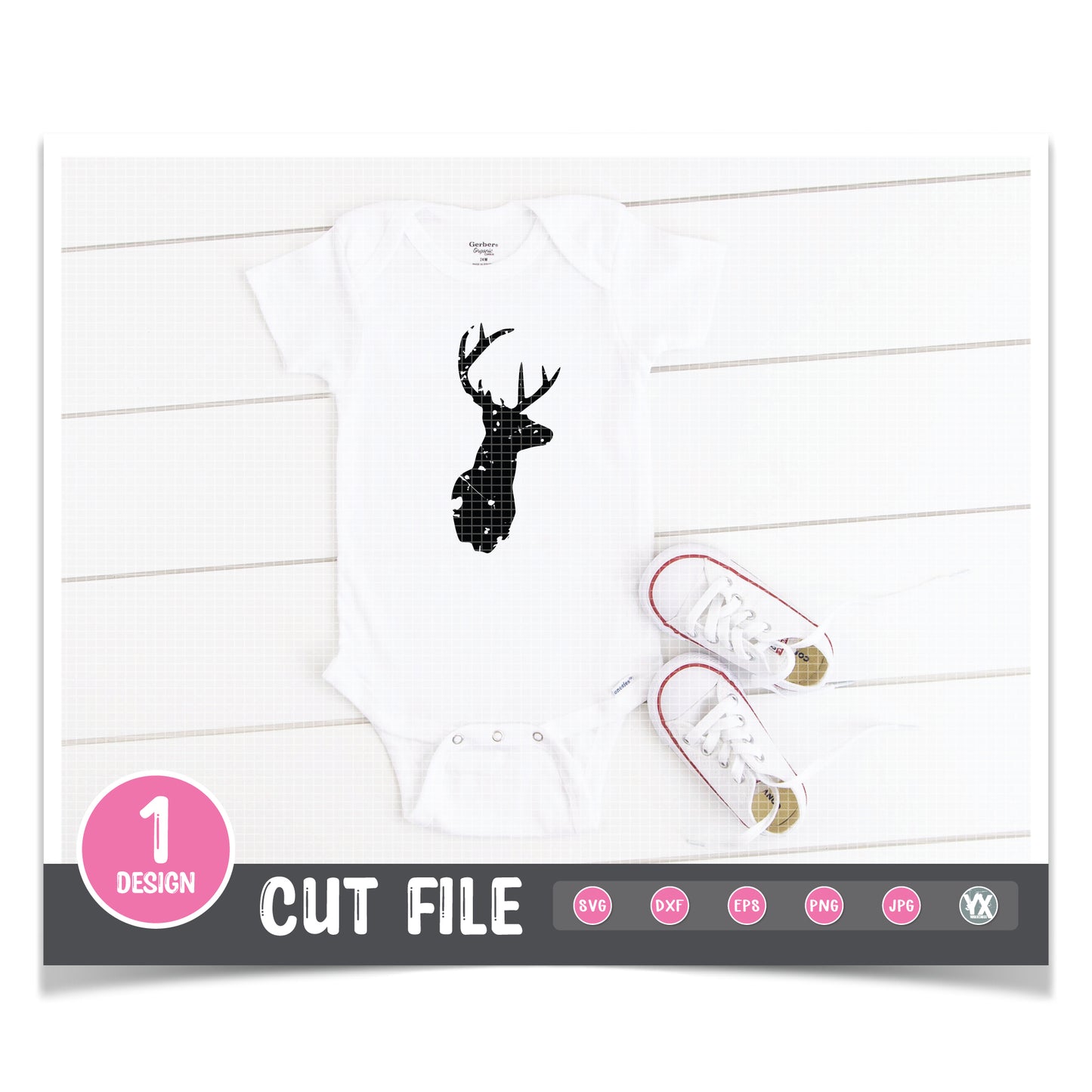 Grunge Deer Head SVG